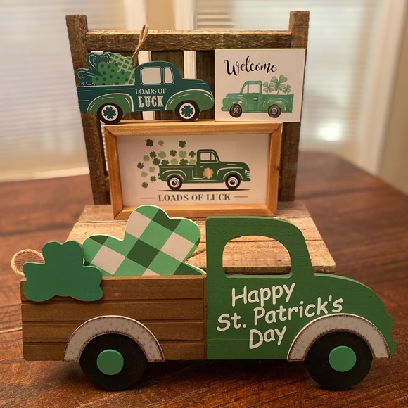 St. Patricks Day Shamrock Truck Decor Bundle, Farmhouse Happy St. Patrick’s Day - Picture 3 of 16